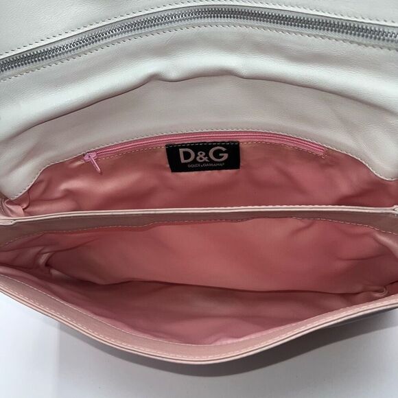 Dolce and Gabbana Lambskin Baby Pink and White Double Pocket Shoulder Bag - Picture 3 of 16
